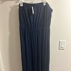 New York & Company One Shoulder Navy Dress